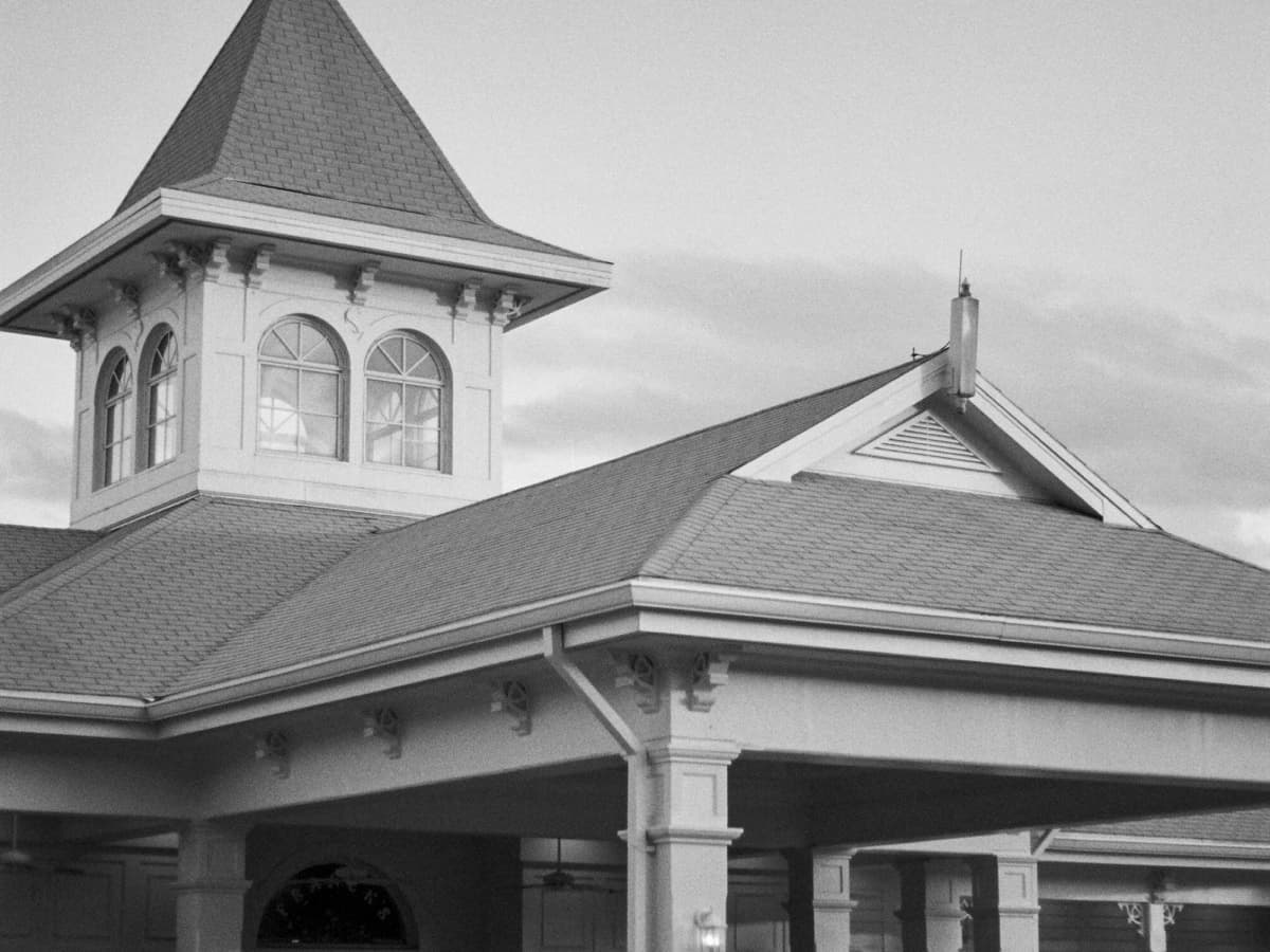Cupola and covered entry of a purpose-built assisted living facility